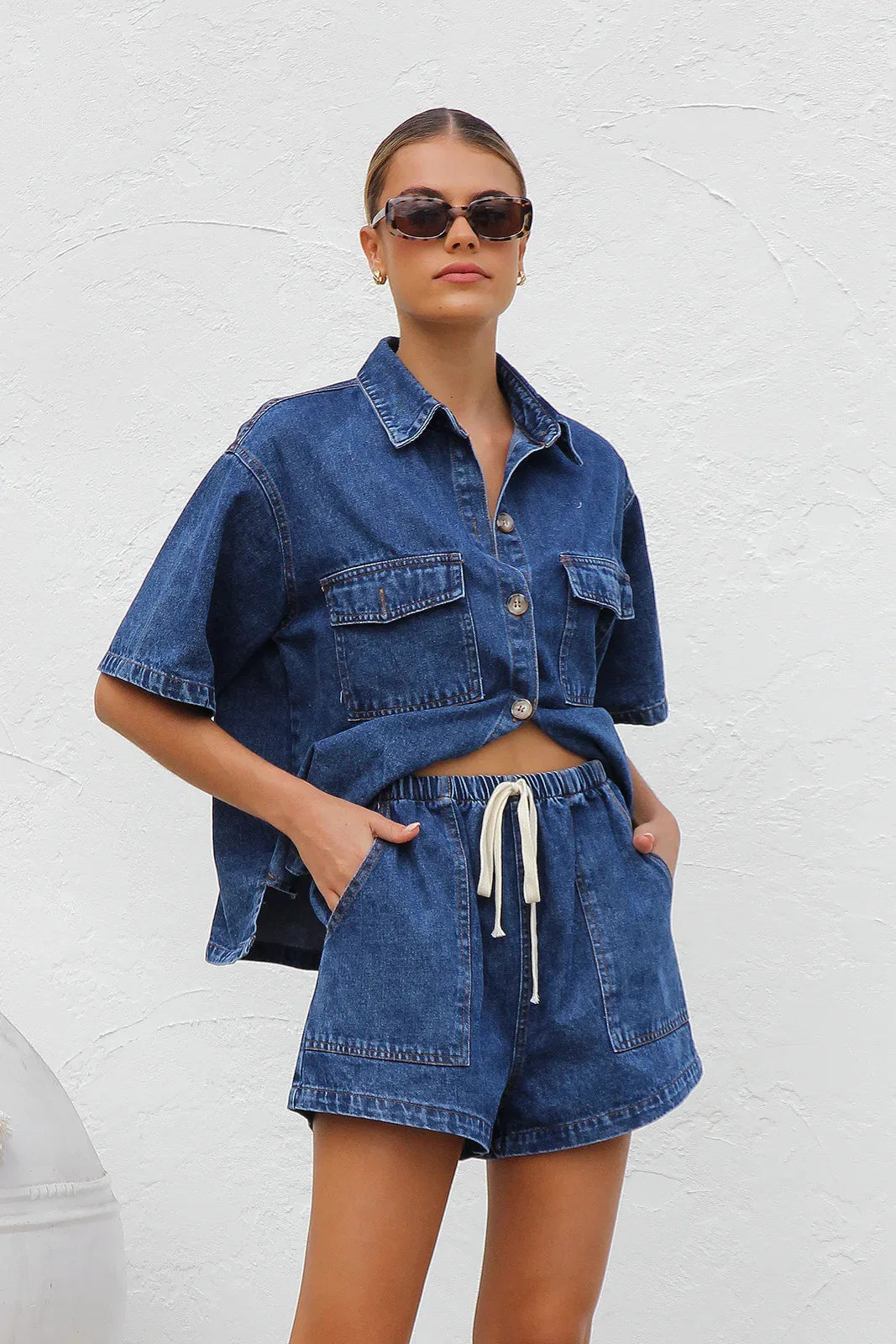 Lulu -  Denim Crop Top and Shorts