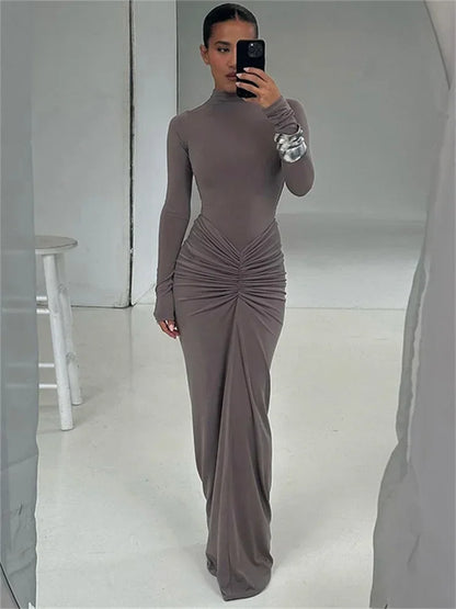 Annie - Pleated Patchwork Long Dress