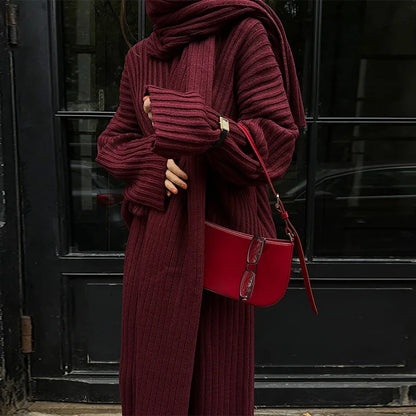 Daisy - Pullover Set with Scarf Collar &amp; Pleated Pants