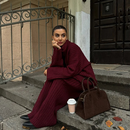 Daisy - Pullover Set with Scarf Collar &amp; Pleated Pants