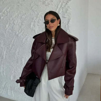 Winta - Chic Cropped Leather Jacket