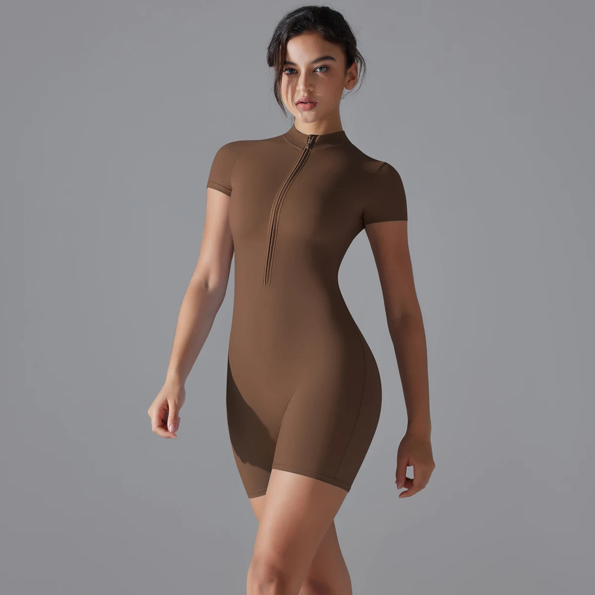 Scarlette - Slim Fit O-Neck Short Top &amp; Elastic Waist Shorts Set