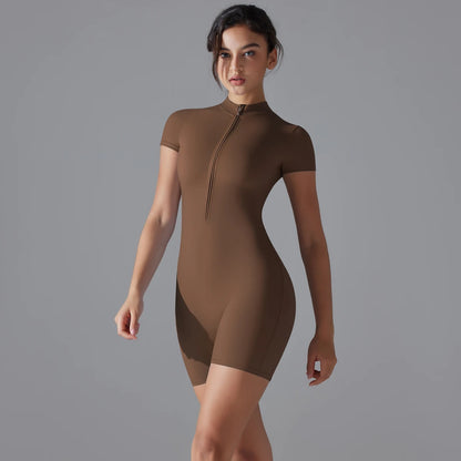 Scarlette - Slim Fit O-Neck Short Top &amp; Elastic Waist Shorts Set