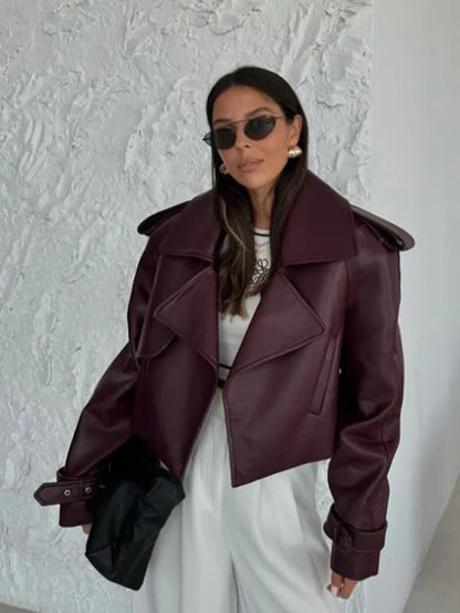 Winta - Chic Cropped Leather Jacket