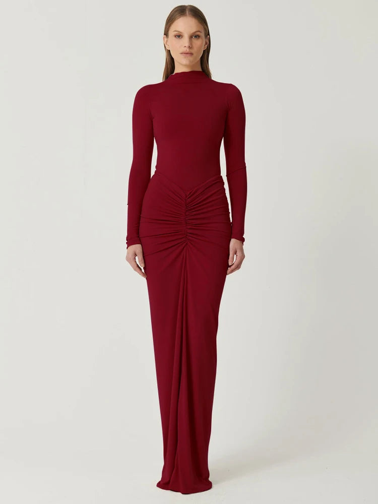 Annie - Pleated Patchwork Long Dress